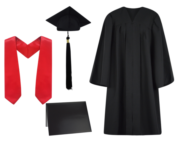 Cap, Gown, Tassel, Stole and Diploma Cover Set : Matte Finish