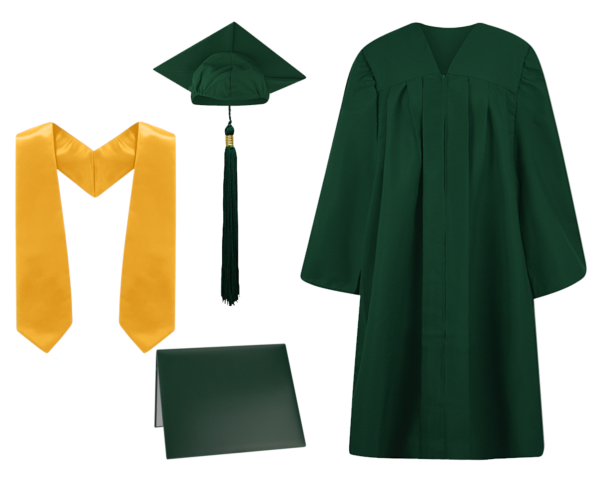 Cap, Gown, Tassel, Stole and Diploma Cover Set : Matte Finish