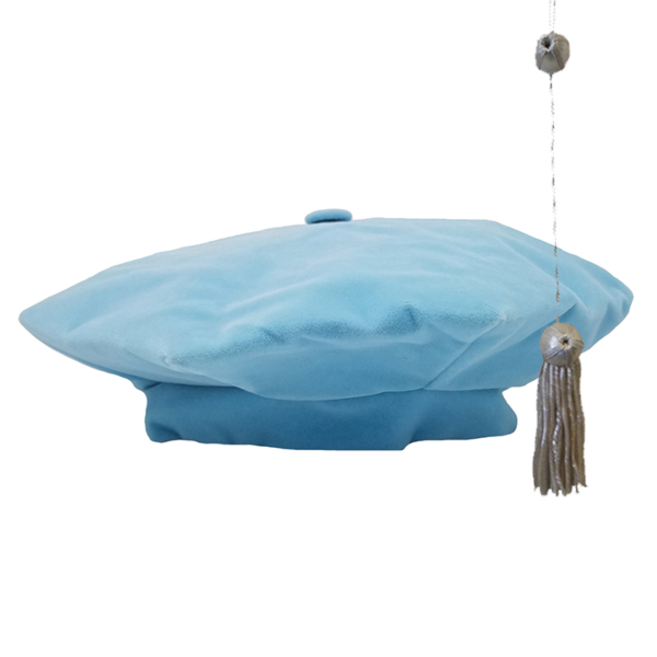 Light Blue Velvet Tam and Metallic Tassel Set