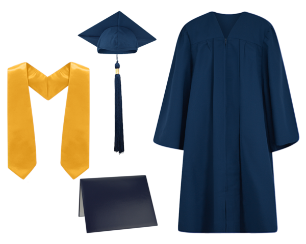 Cap, Gown, Tassel, Stole and Diploma Cover Set : Matte Finish