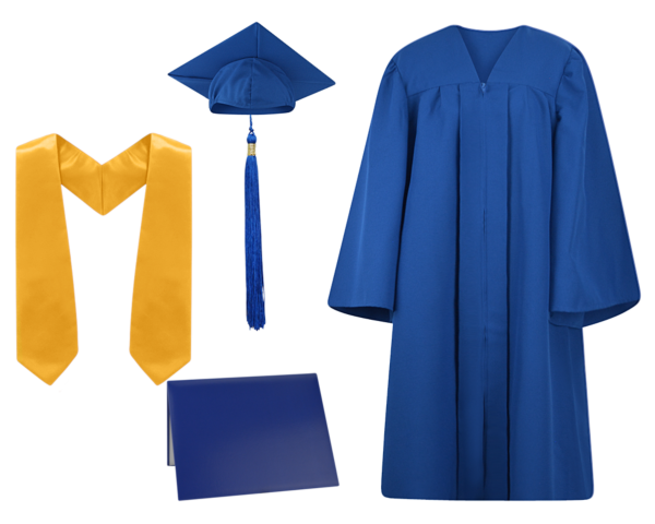 Cap, Gown, Tassel, Stole and Diploma Cover Set : Matte Finish