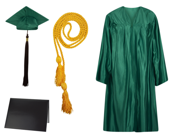 Cap, Gown, Tassel, Honor Cord and Diploma Cover Set : Shiny Finish