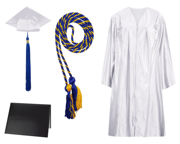 Cap, Gown, Tassel, Honor Cord and Diploma Cover Set : Shiny Finish