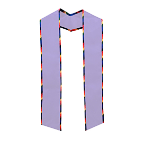 Lavender Stole with Rainbow Trim