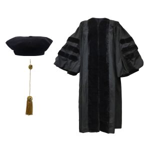 Doctoral Gown, Velvet Tam and Metallic Tassel