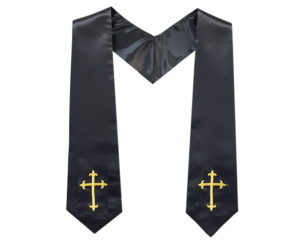 Black Stole with Gold Cross