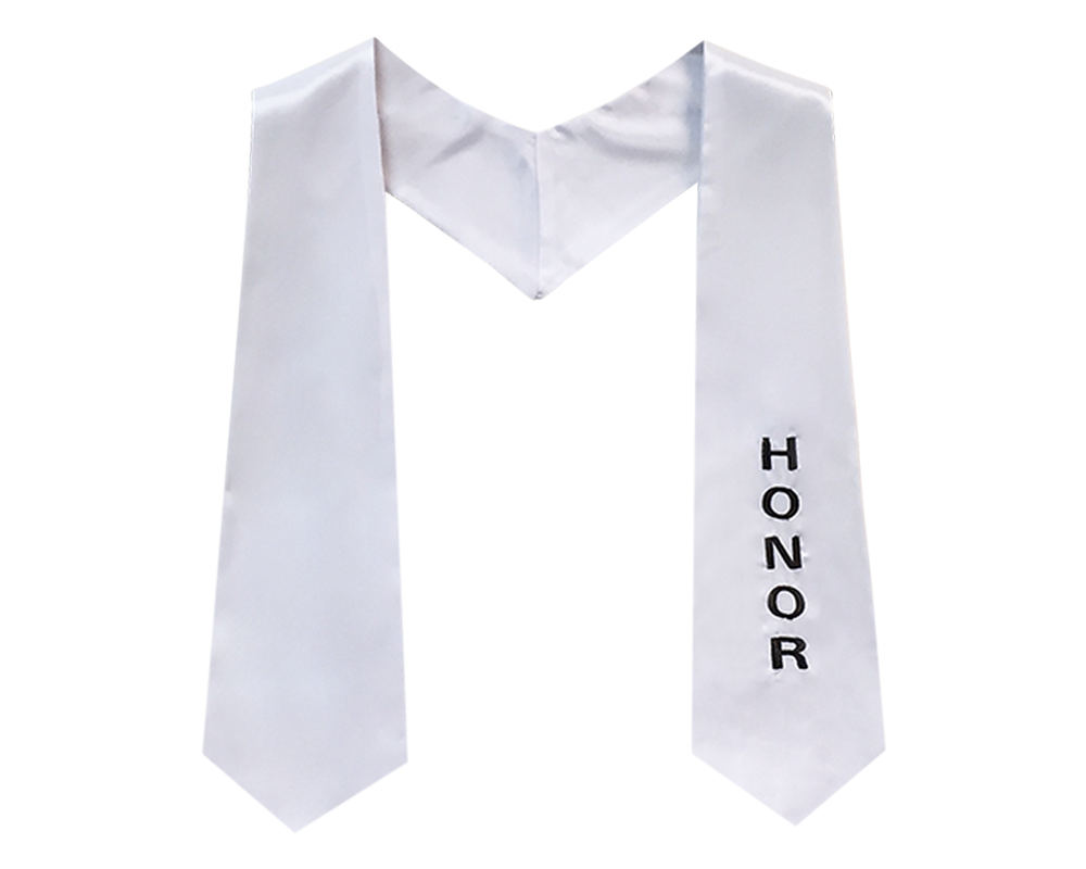 White Stole with Black Embroidery