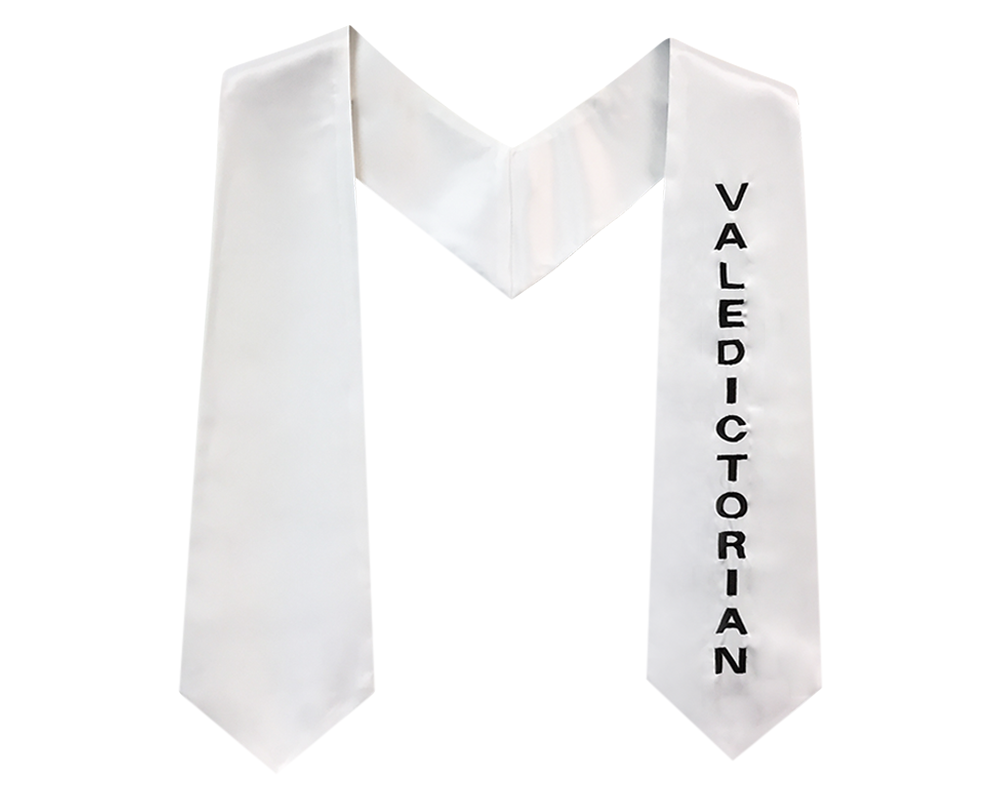 White Stole with Black Embroidery